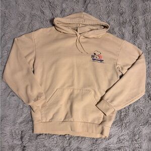 Peanuts Tan Hoodie with Snoopy Skateboarding